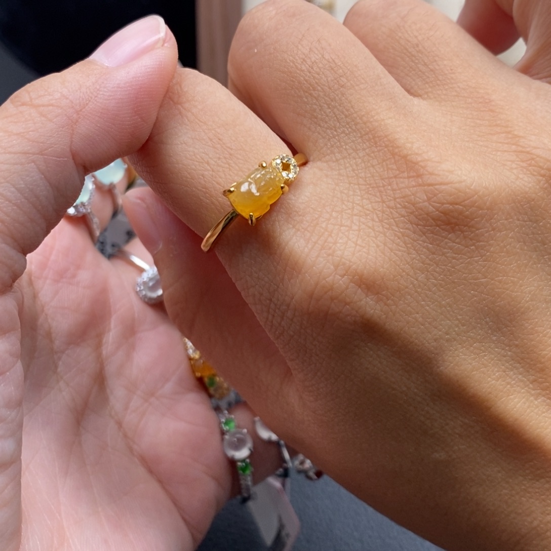 蟹***蟹翡翠银S925镶嵌戒指