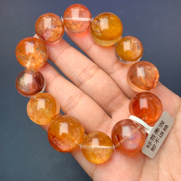 收藏级锦鲤色胶花水晶手链泡泡珠颗颗带光感意境很强香槟色双色