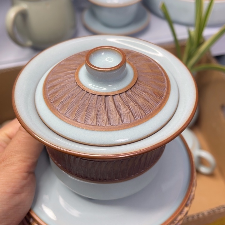 天***阁汝州原矿原釉微瑕盖碗268