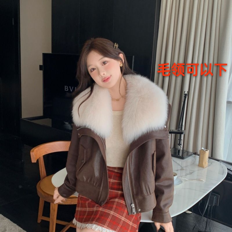 （超大活毛领可以下 ）冬季轻奢新款气质轻奢百搭加绒加厚短款A30#