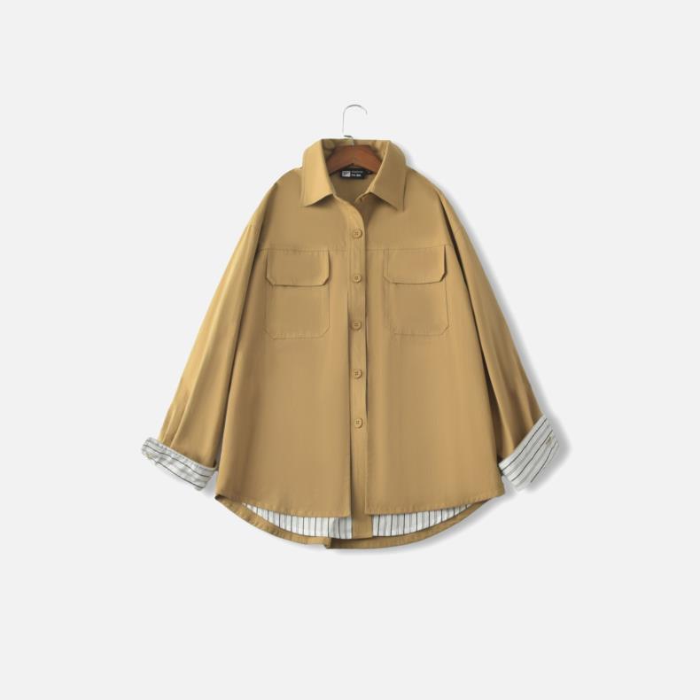 【马德里】100棉！2025新款时尚假两件衬衫休闲女士翻领衬衣Z843