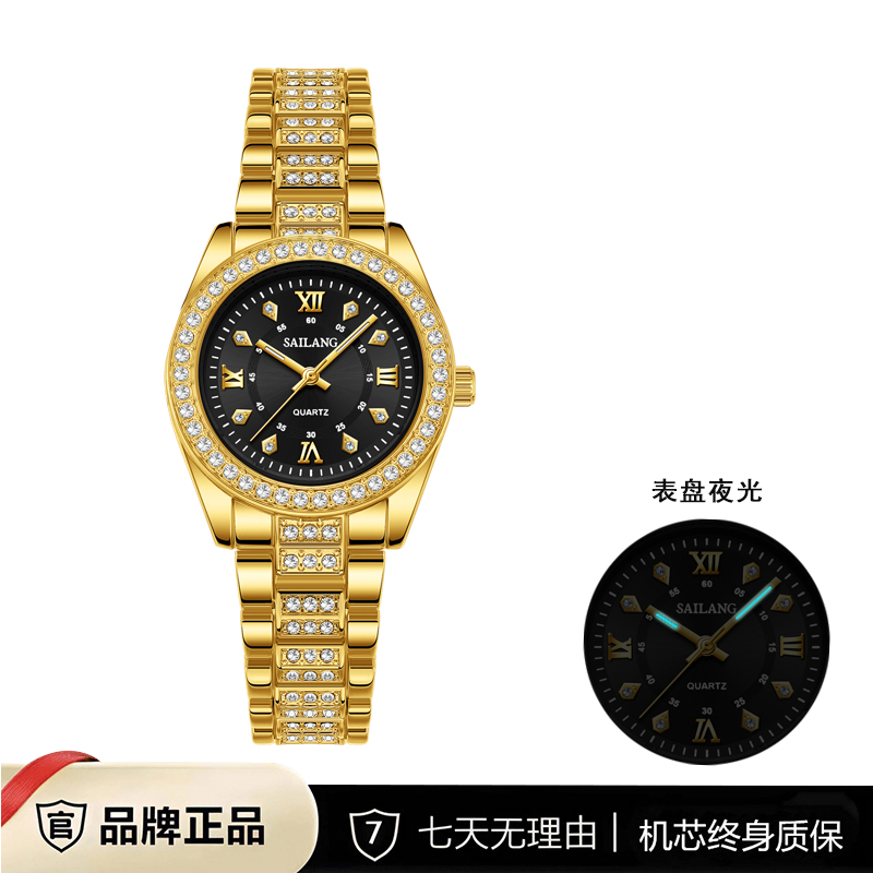 正品SAILANG时尚手表防水女表高端女士腕表5851黑
