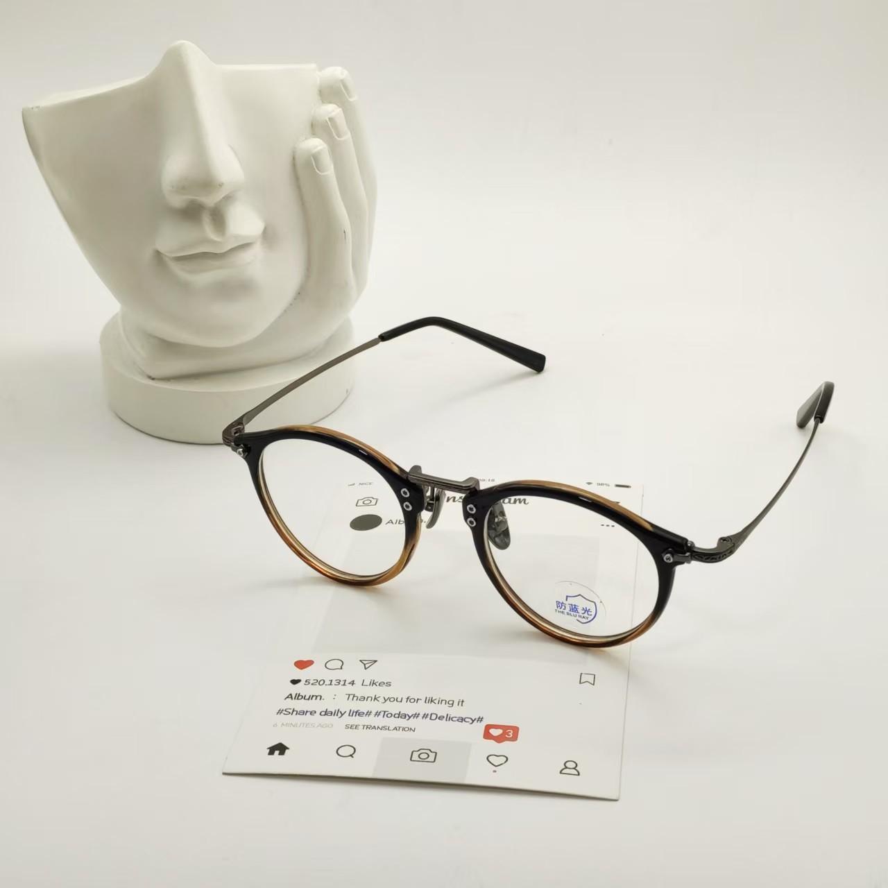 【5179】棕色小众平光镜男女同款不挑脸型复古防蓝光镜可配度数