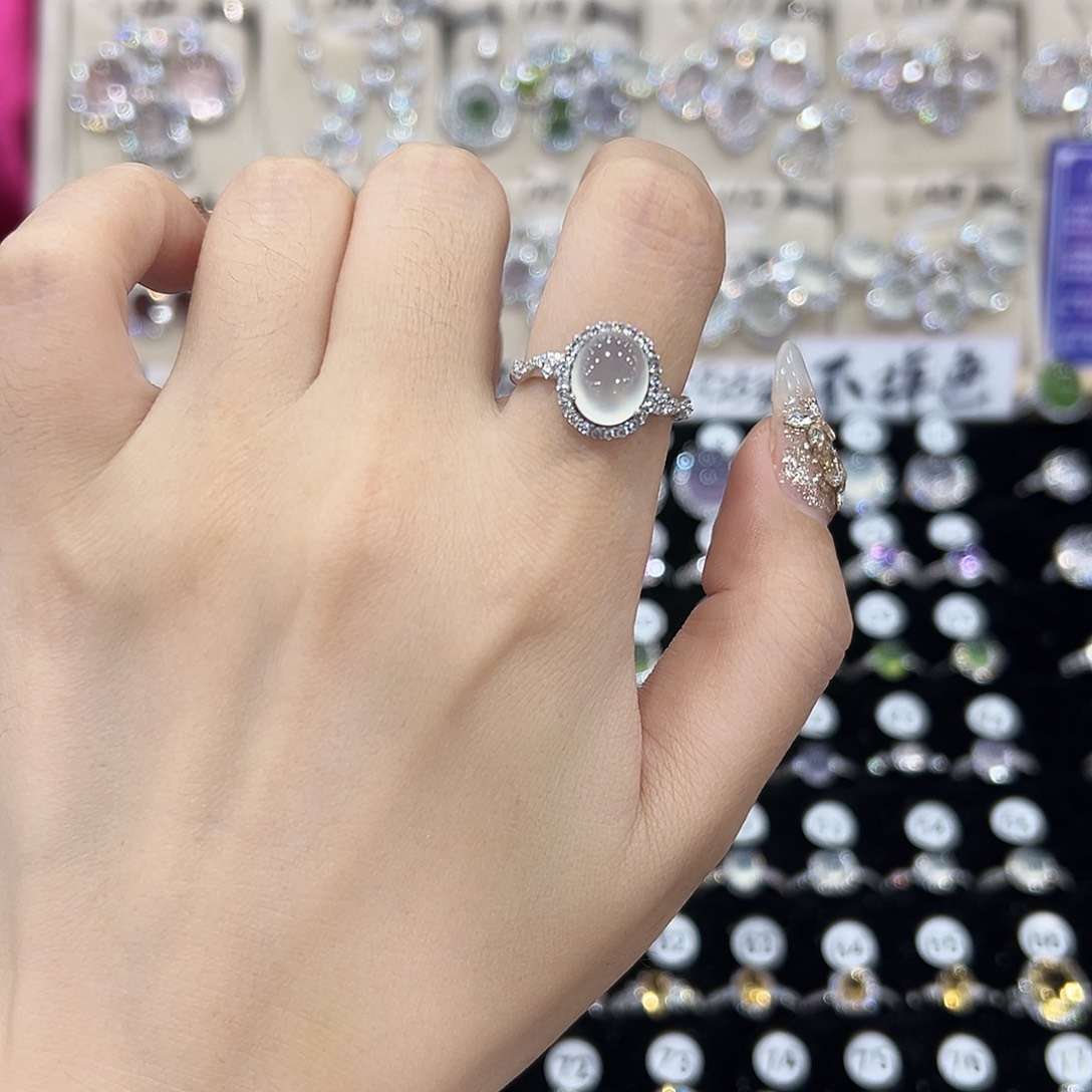 蛇纹石玉银S925镶嵌戒指