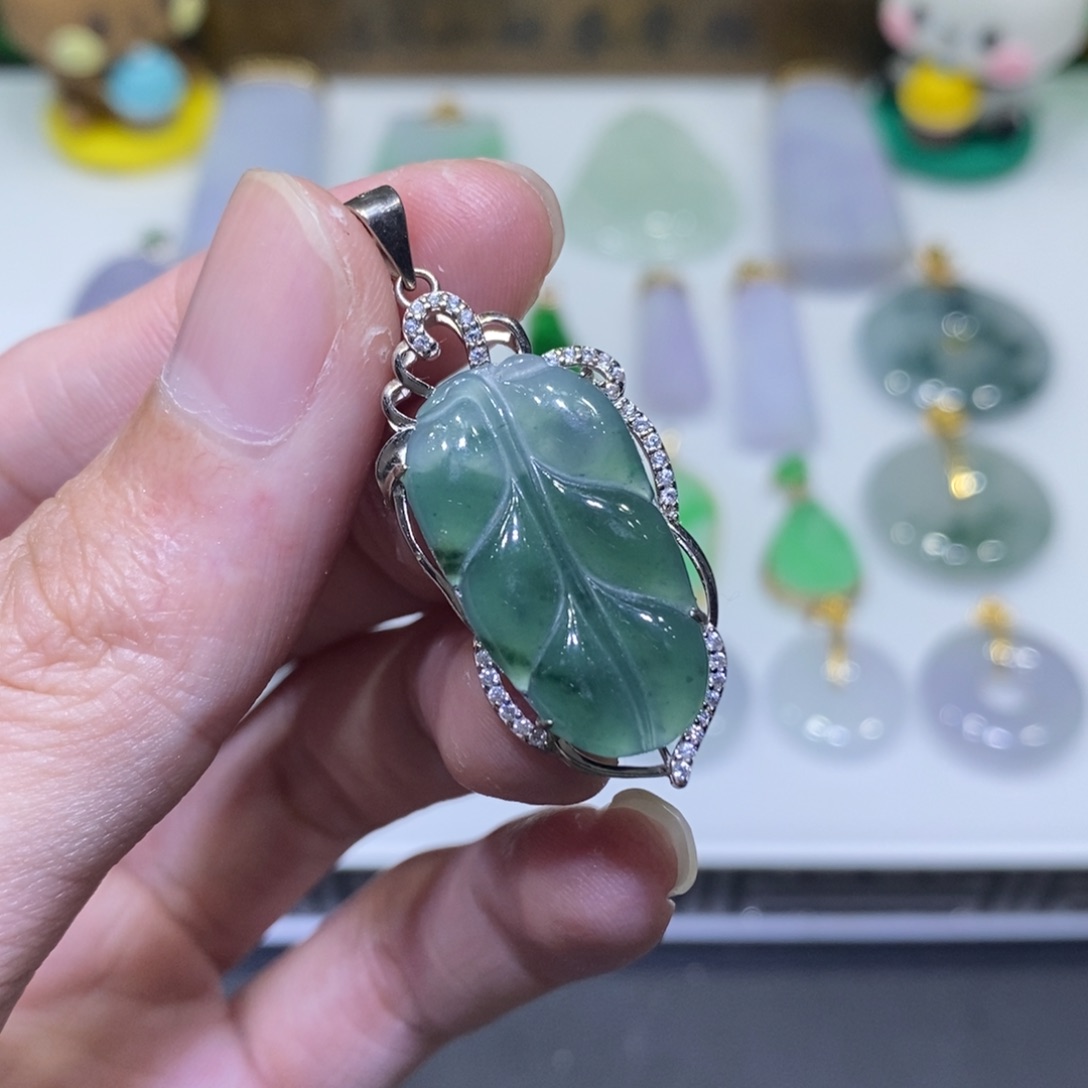 翡翠银S925镶嵌吊坠(不含链)