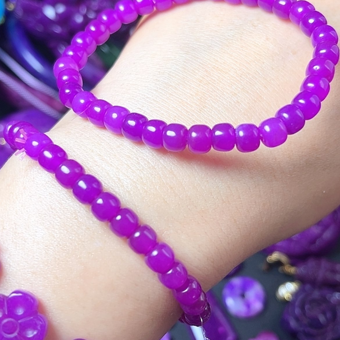 【闪购商品】琉璃DIY舒具石老坑料凝胶玉华果冻紫直切单圈卡6