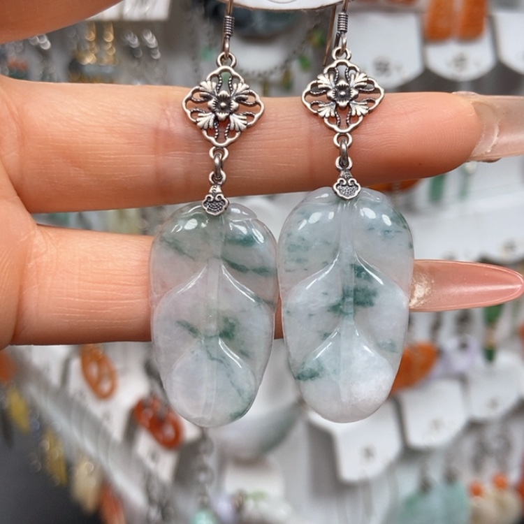 【闪购商品】翡翠耳饰银S925镶嵌耳饰