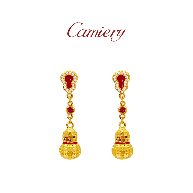  CAMIERY/卡美瑞 新中式轻奢龙鳞葫芦流苏耳钉NS