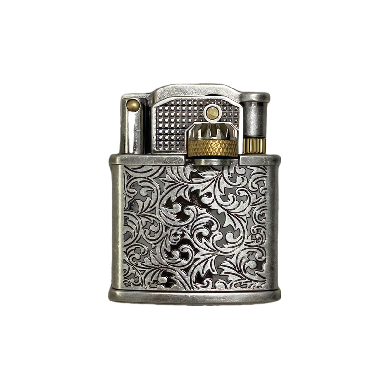侧轮双面雕花齿轮联动抬臂复古怀旧煤油打火机康斯坦丁老式点火