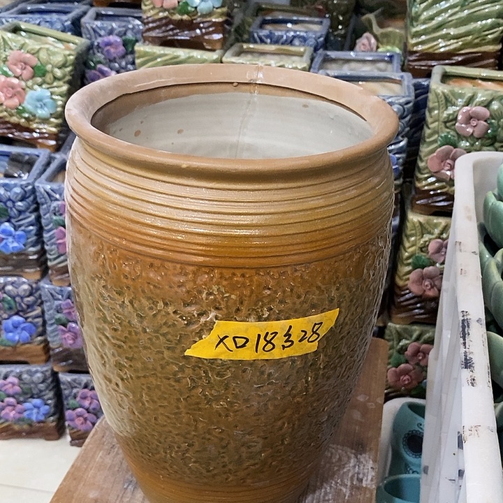 陶盆有孔 磕碰窑裂修补 介意勿拍口 18高28