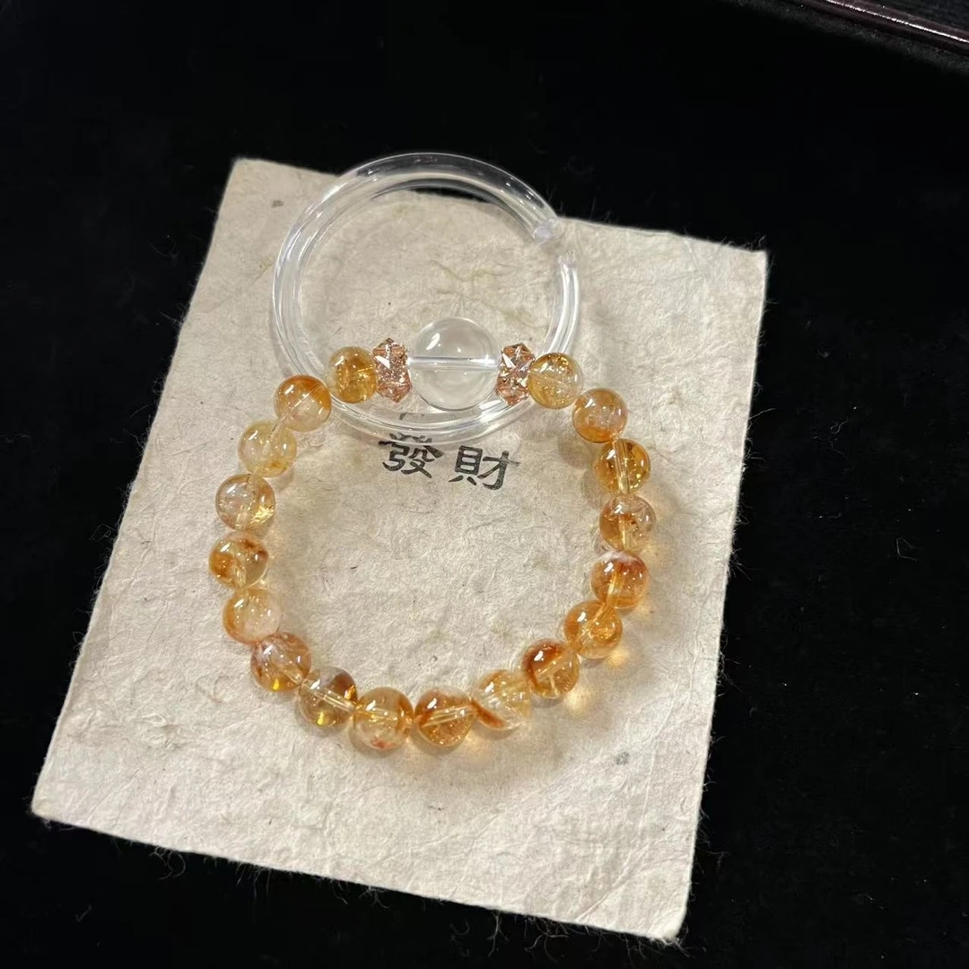 D231 9mm黄塔+顶珠15mm白水设计款手串 多样性发一