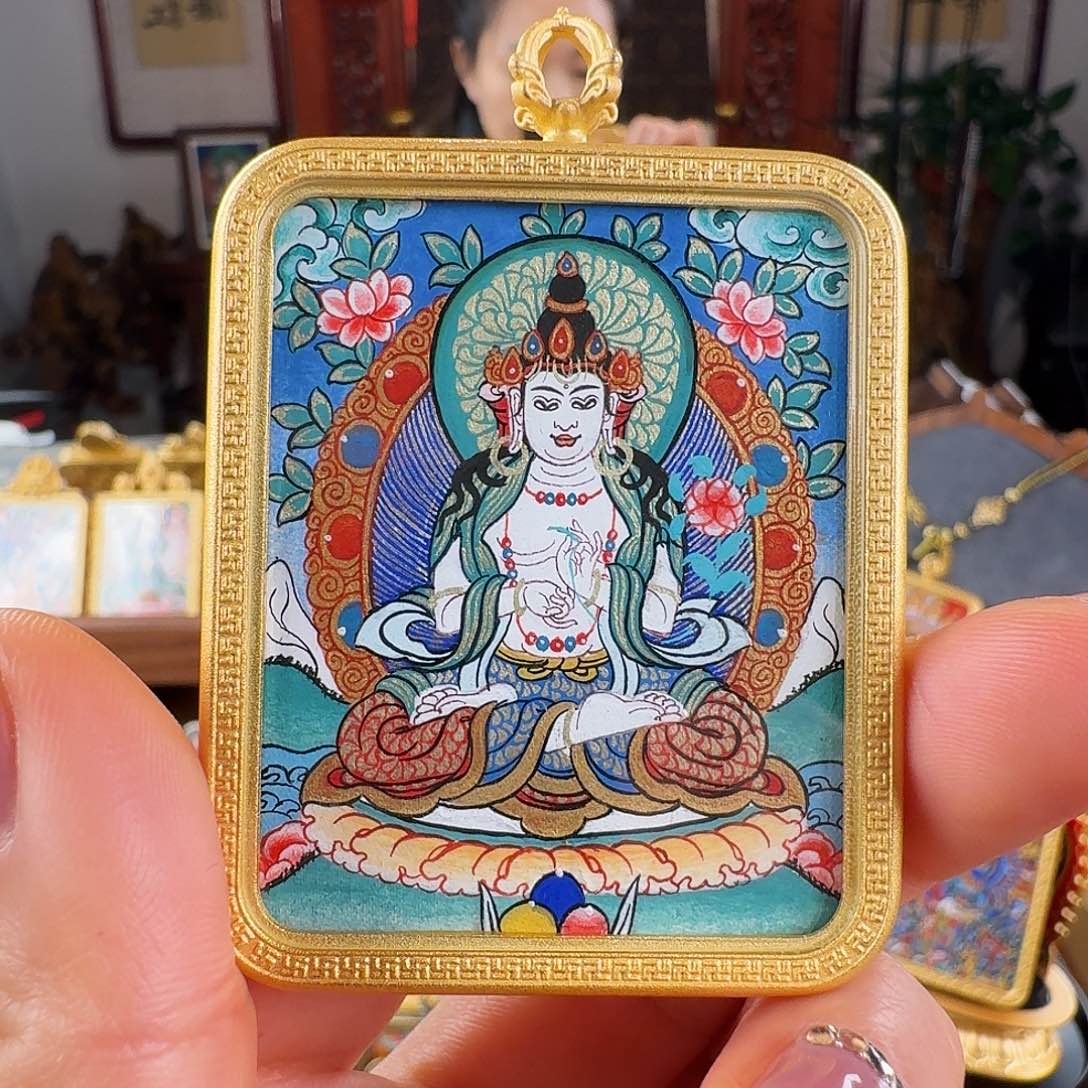 吊坠热贡纯手绘大势至唐卡