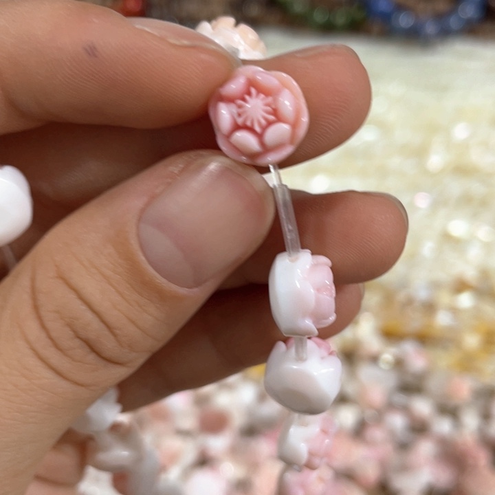 大理石磁石一颗天然女皇贝雕刻花10mm