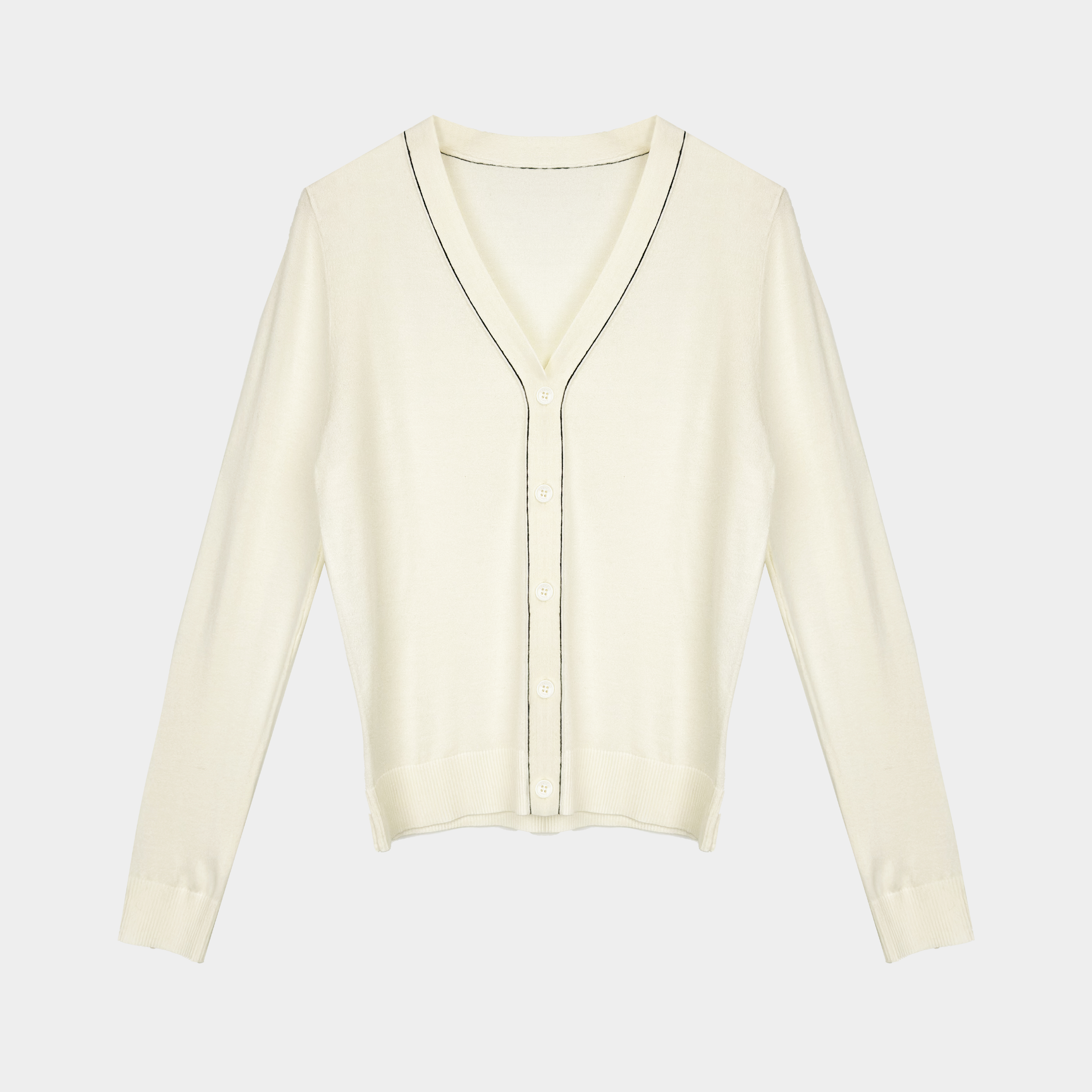 【米白色】25年（之）长袖纯色山羊绒针织衫（25ZC0501）