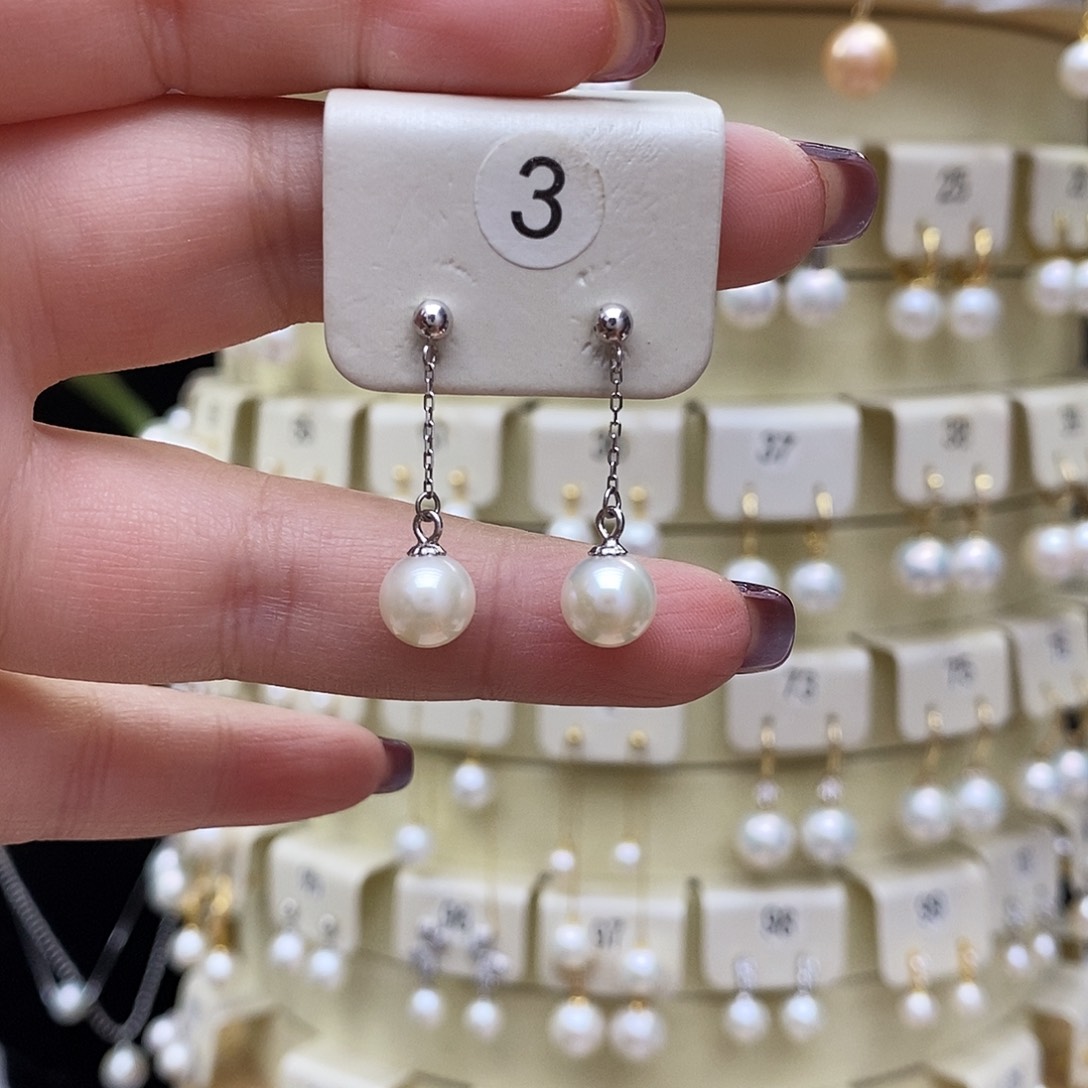 淡水珍珠耳饰银S925镶嵌