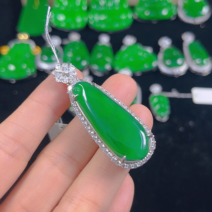 翡翠银S925镶嵌吊坠(不含链)