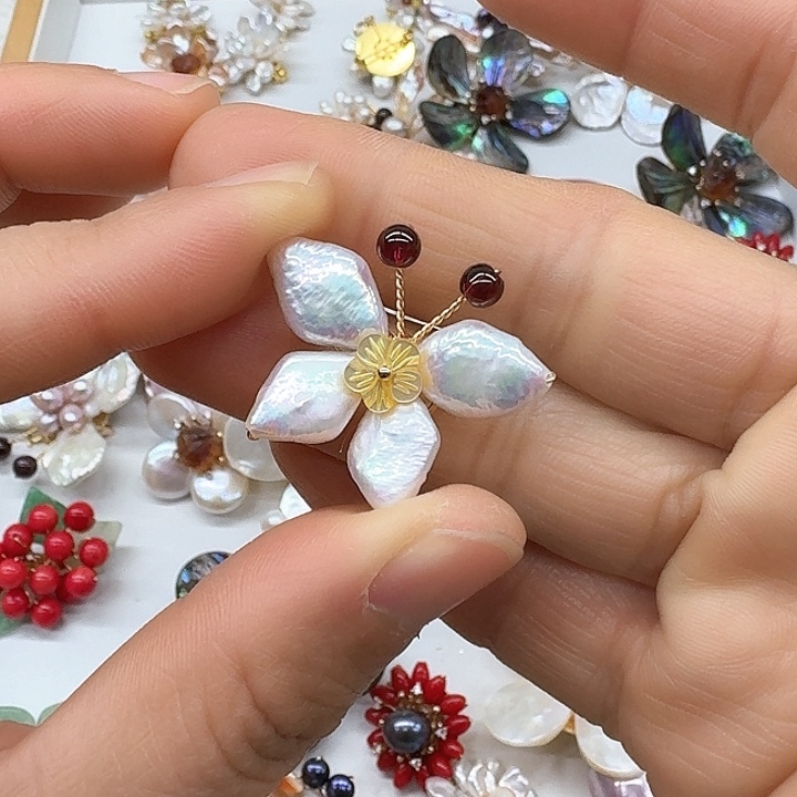 淡水珍珠发饰银S925镶嵌