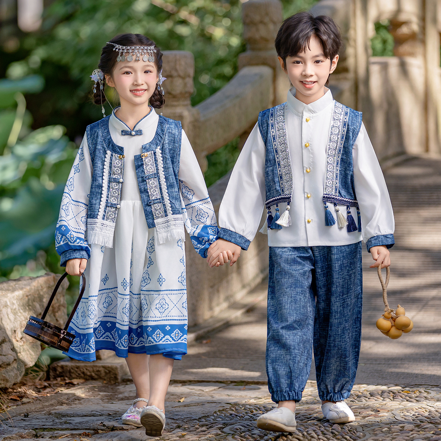 儿童汉服演出服少数民族服装男童女童中国风套装幼儿园舞蹈表演服