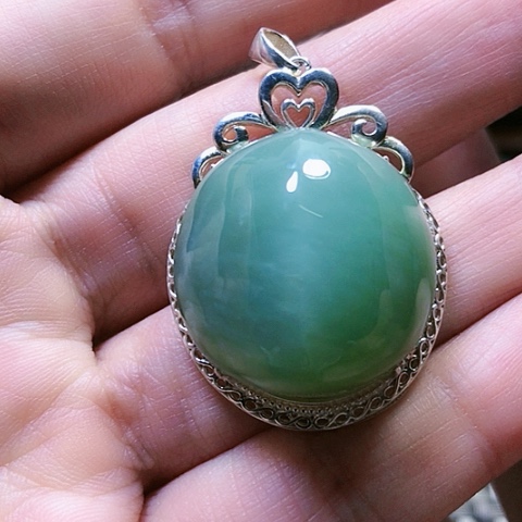 和田玉挂件银S925镶嵌