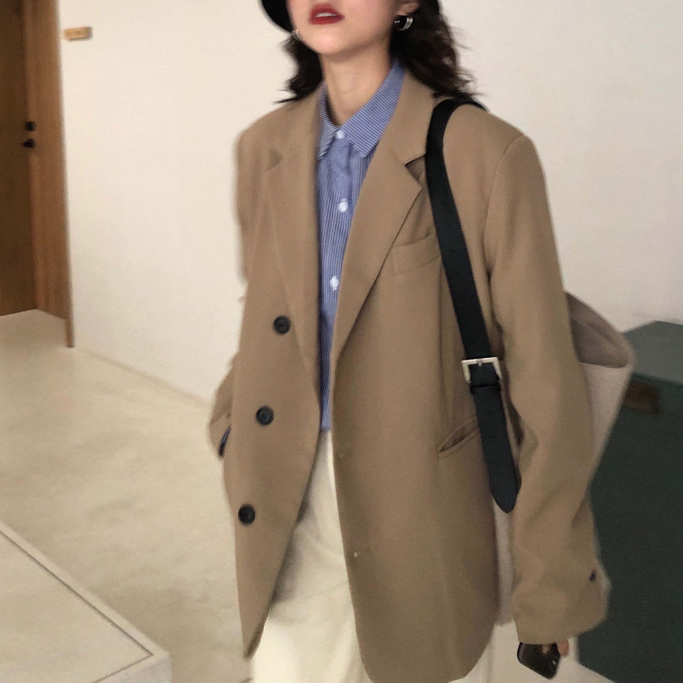 二十九点九短款纯色女口袋西装秋季英伦女士正装