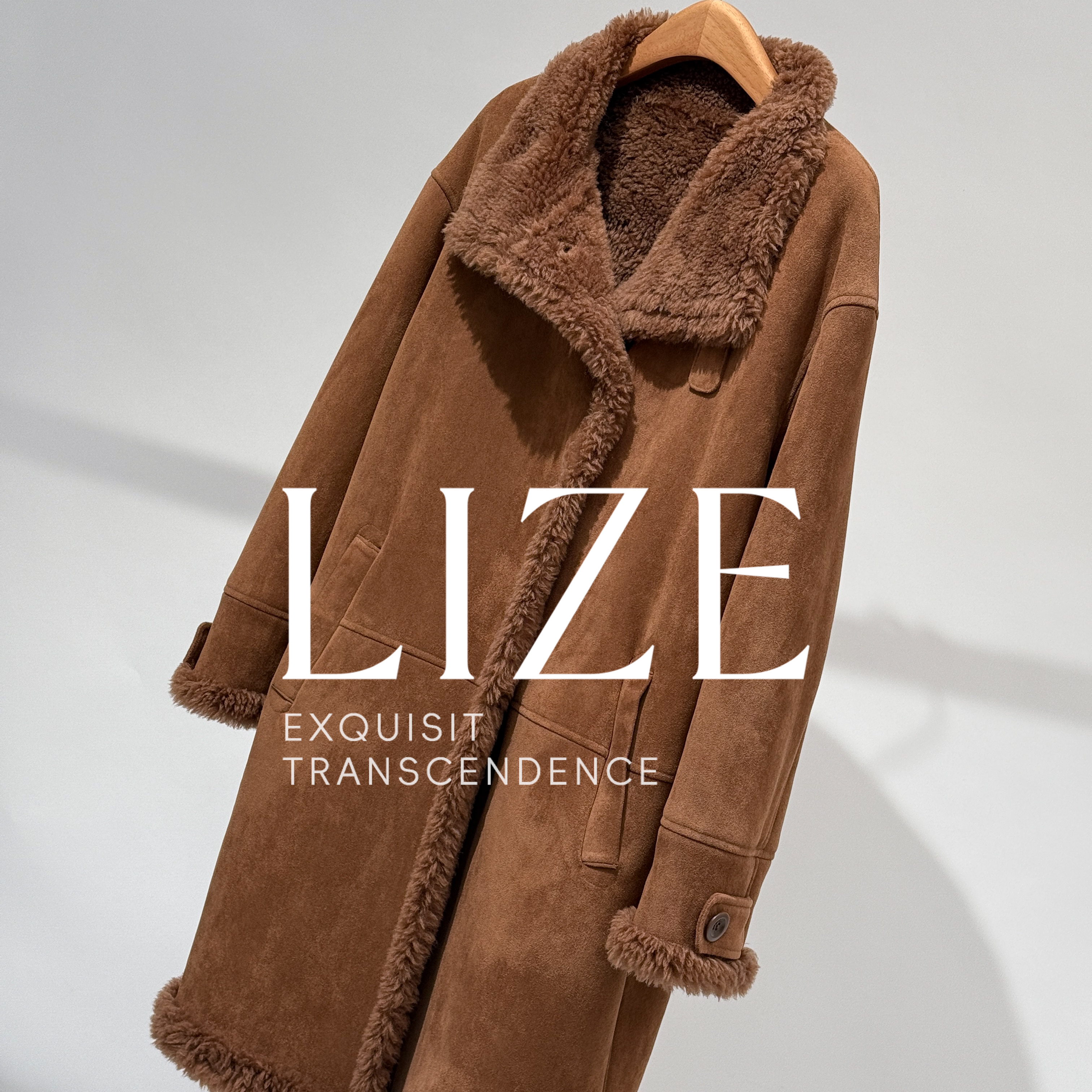 LIZE「L0497」100绵羊毛.中长款加厚外套