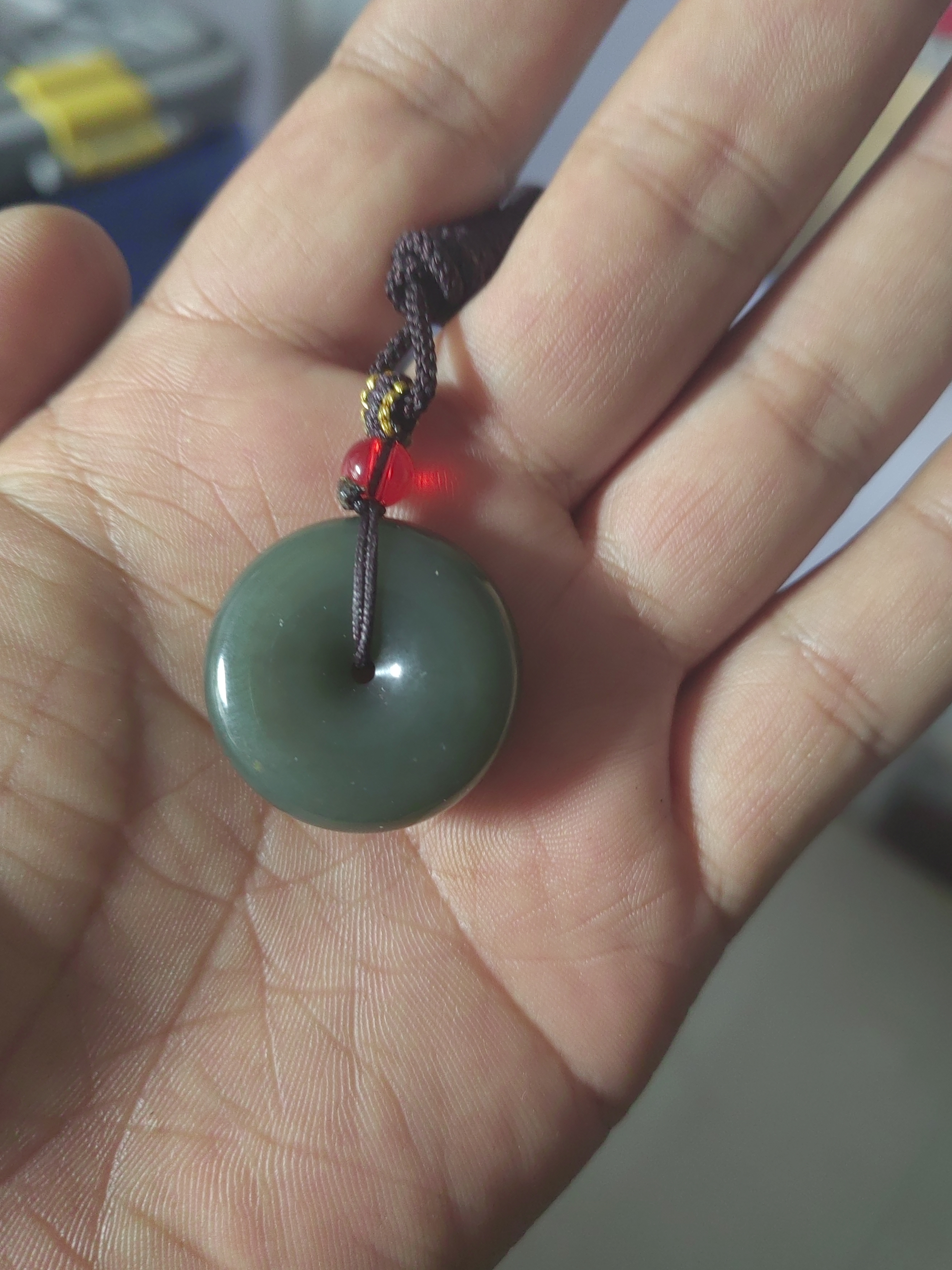 和田玉平安扣且末蓝