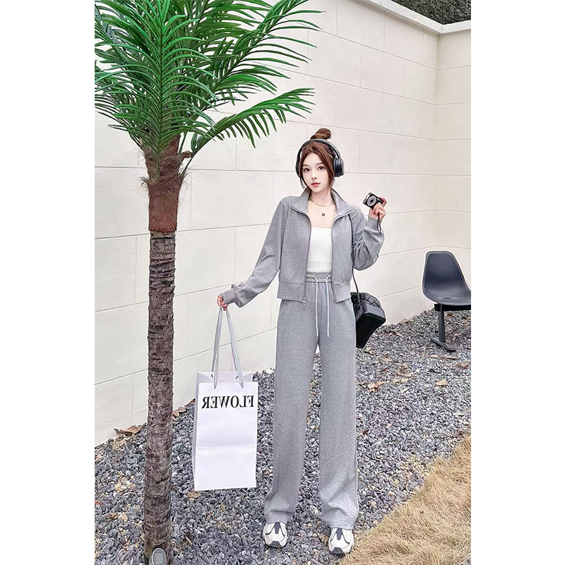 乔（女款）86099 三色拉链立领两件套设计感气质时尚休闲套装