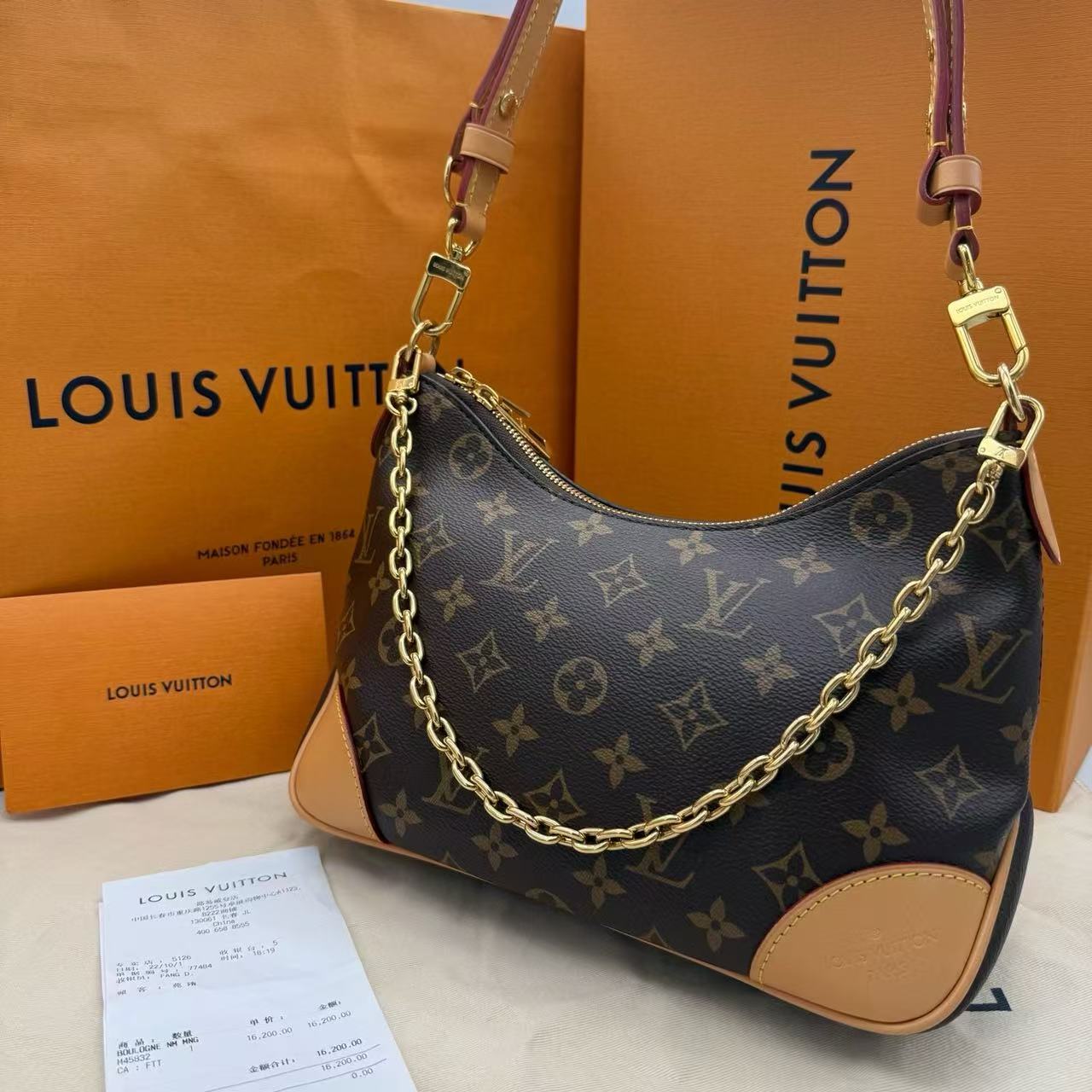 95新 LouisVuitton/路易威登 黄牛角包 单肩斜挎包