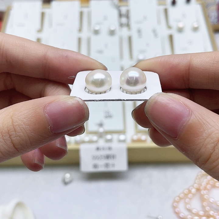 淡水珍珠耳饰银S925镶嵌'*她