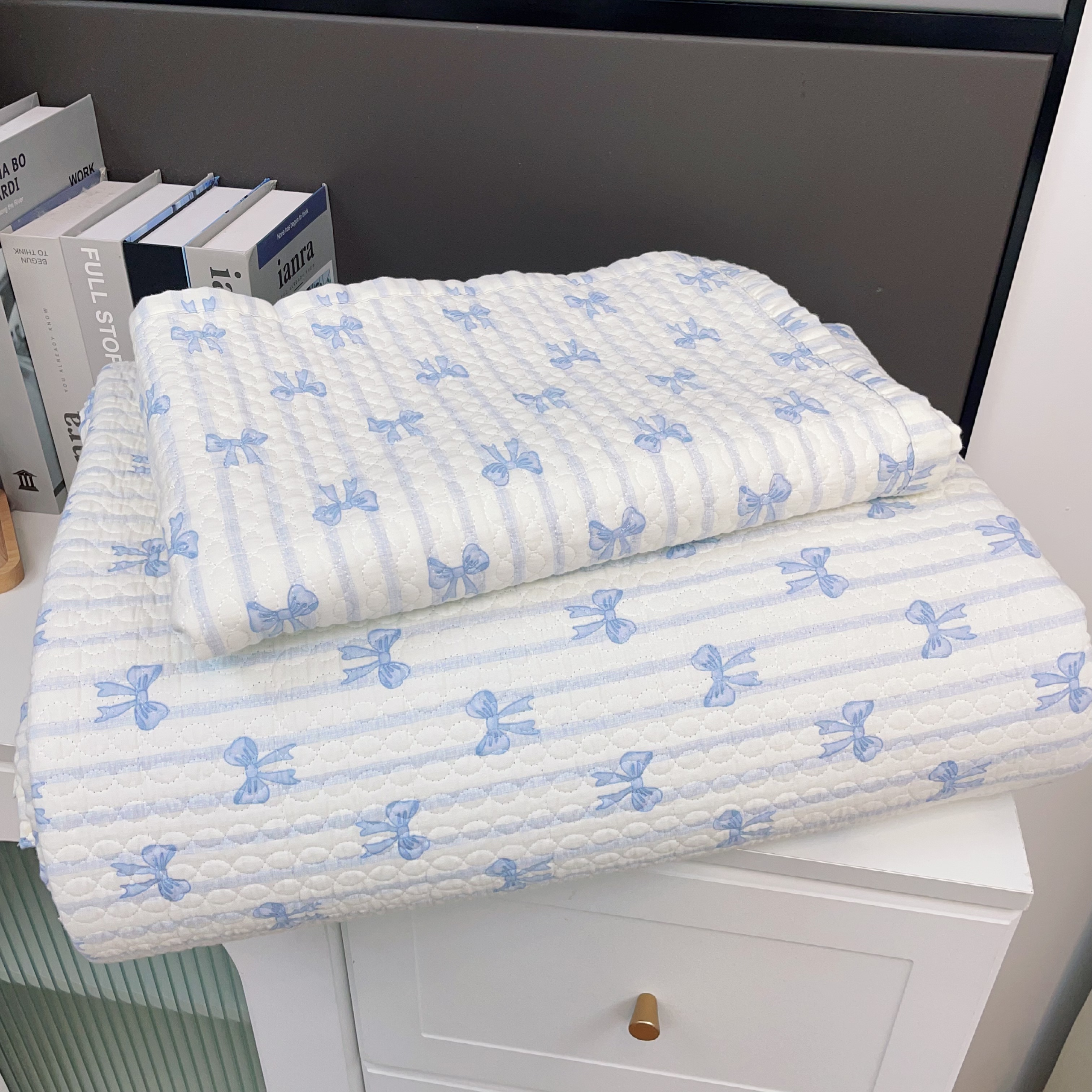 【双层纱臻丝绒床盖】 厚款防尘保暖双面床盖亲肤防滑简约风可爱风