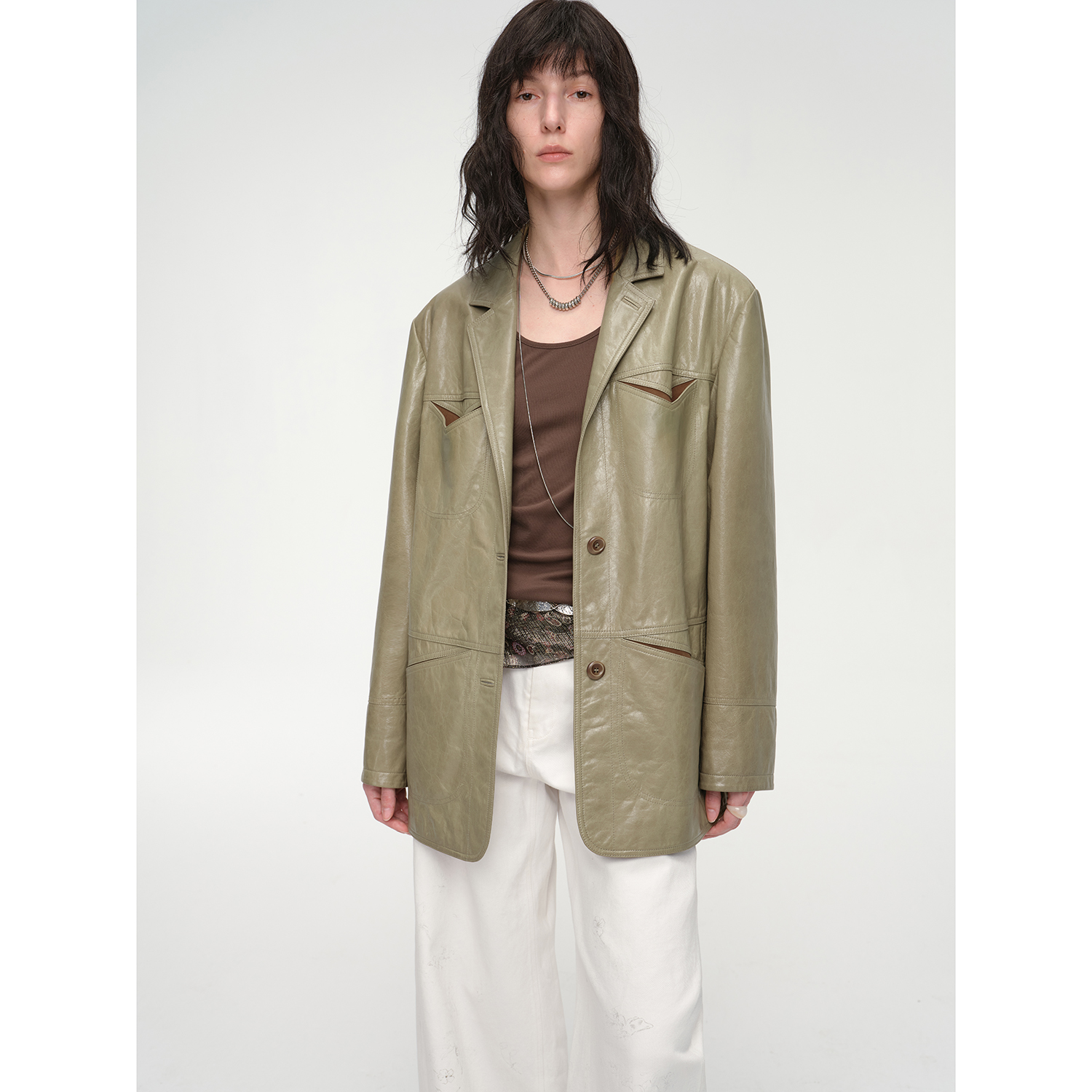 付智恩 温莎往事 女装外套皮衣春季