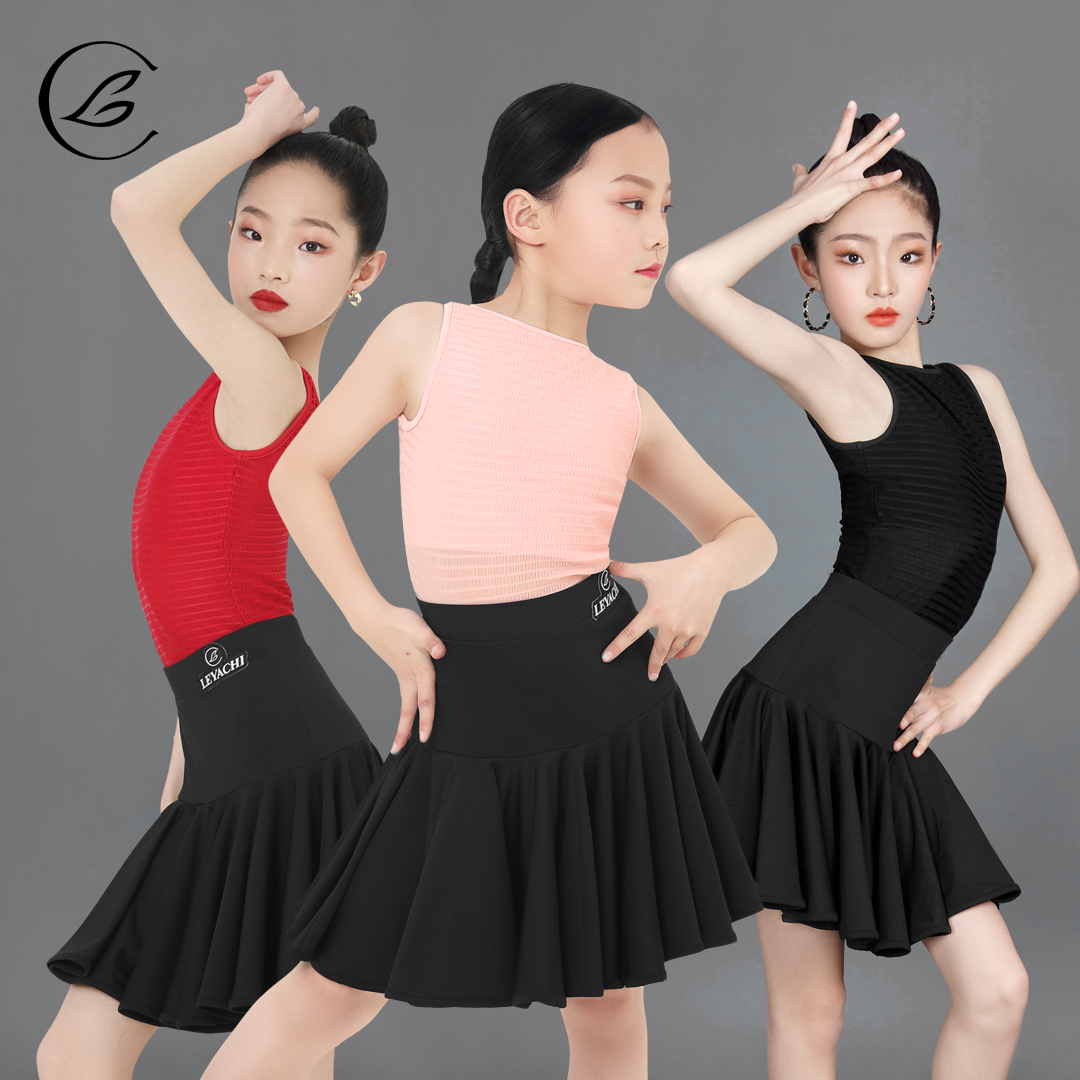 乐雅池2025春夏新款女童拉丁舞服练功服网红少儿拉丁服集训服黑色