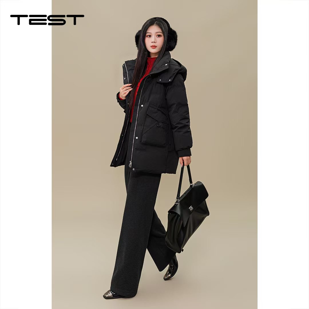 中长款加厚户外女装合格品红色TEST情侣加绒加厚款厚款