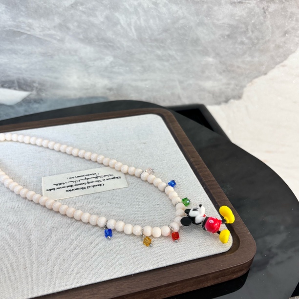 铜合金仿珍珠项链 米奇淡粉色zz项链XL2517