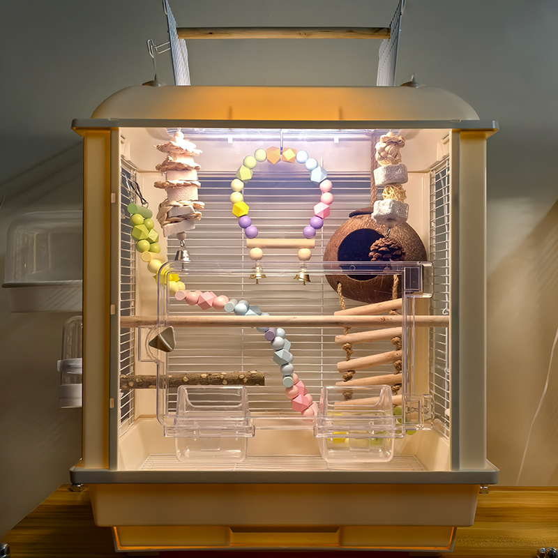 宠物鸟笼鹦鹉笼生态透明亚克力牡丹玄凤虎皮专用大号别墅家用笼子