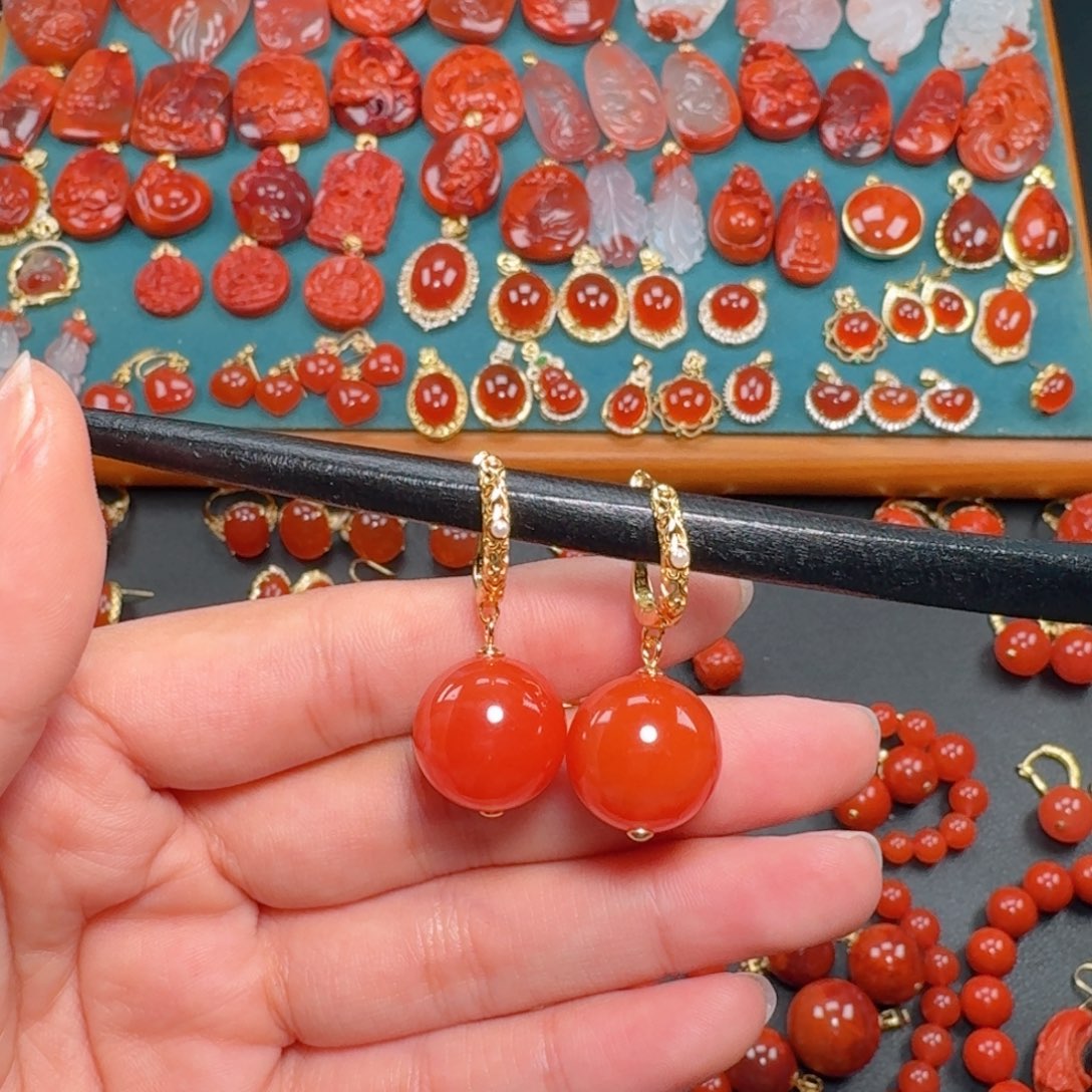 南红玛瑙南红14+银S925镶嵌