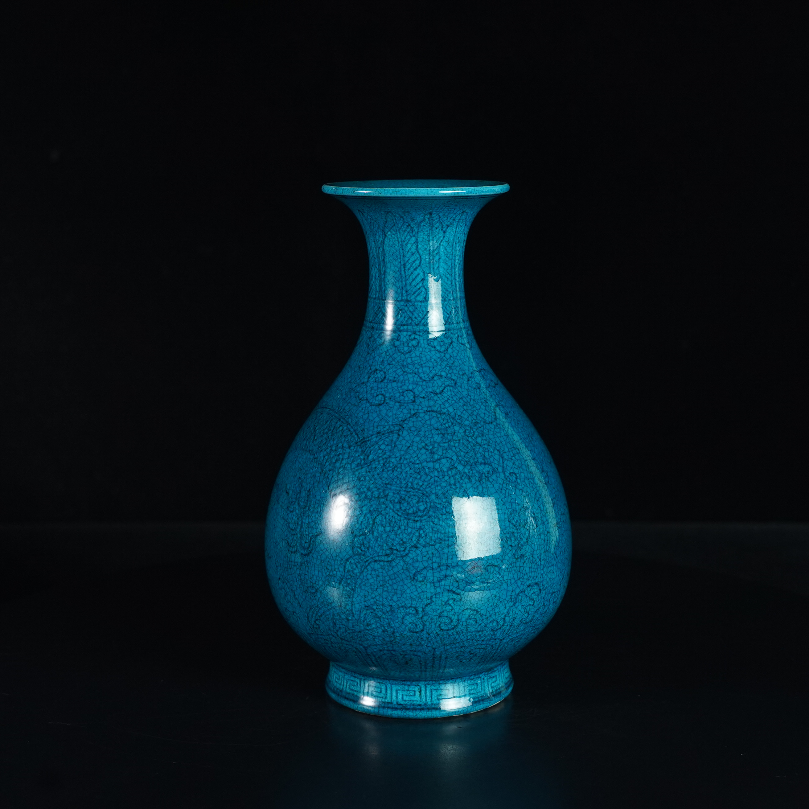 LXZ250111005【十竹斋】晚清民国孔雀绿釉玉壶春瓶  