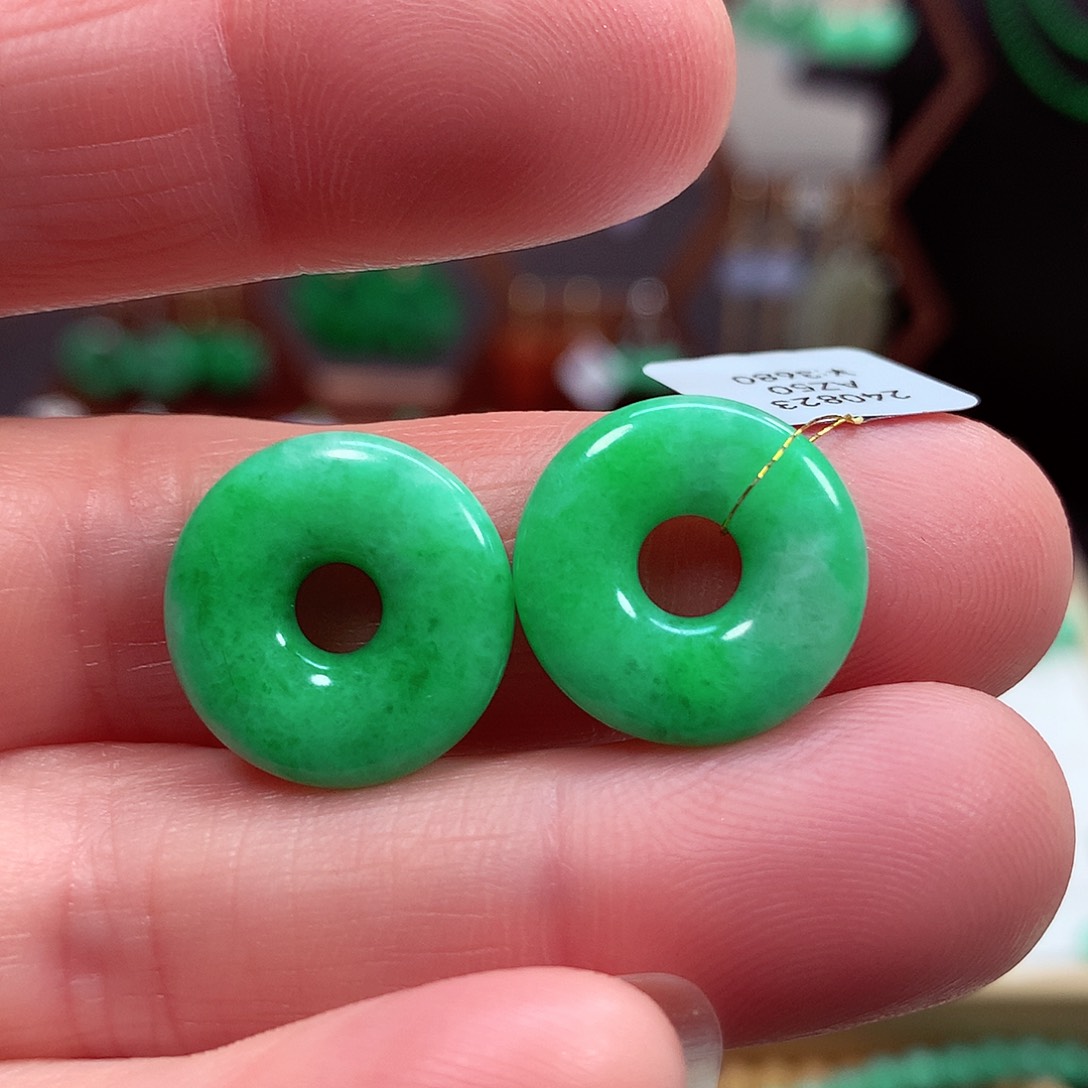 翡翠耳饰未镶嵌耳环甜甜圈