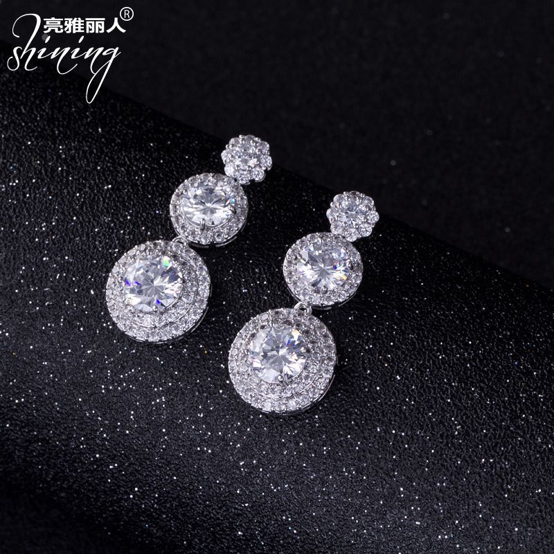 不锈钢木质耳饰 欧美奢华新娘饰品套装流苏耳坠