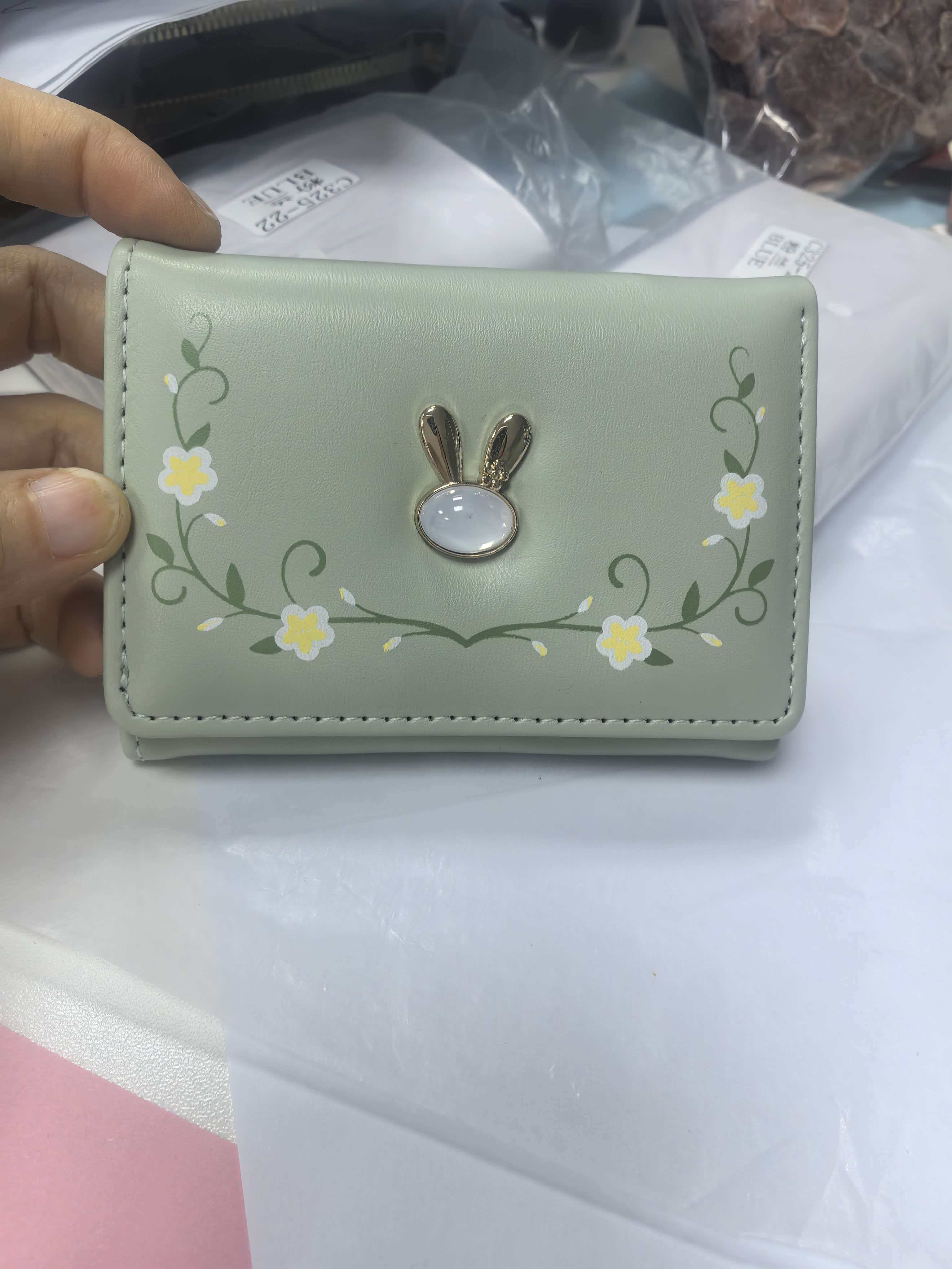 零钱包简约肩包蓝色韩版潮流卡通小清新皮钱包卡包