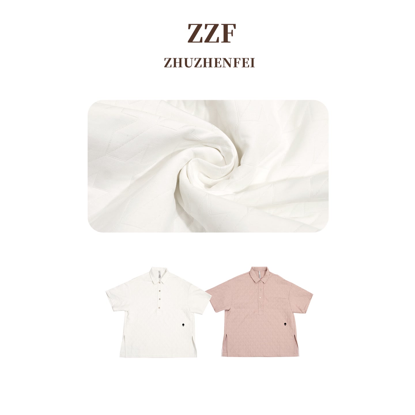 ZHUZHENFEI【午后记忆】两色开叉简约百搭纯色POLO衫Z351212