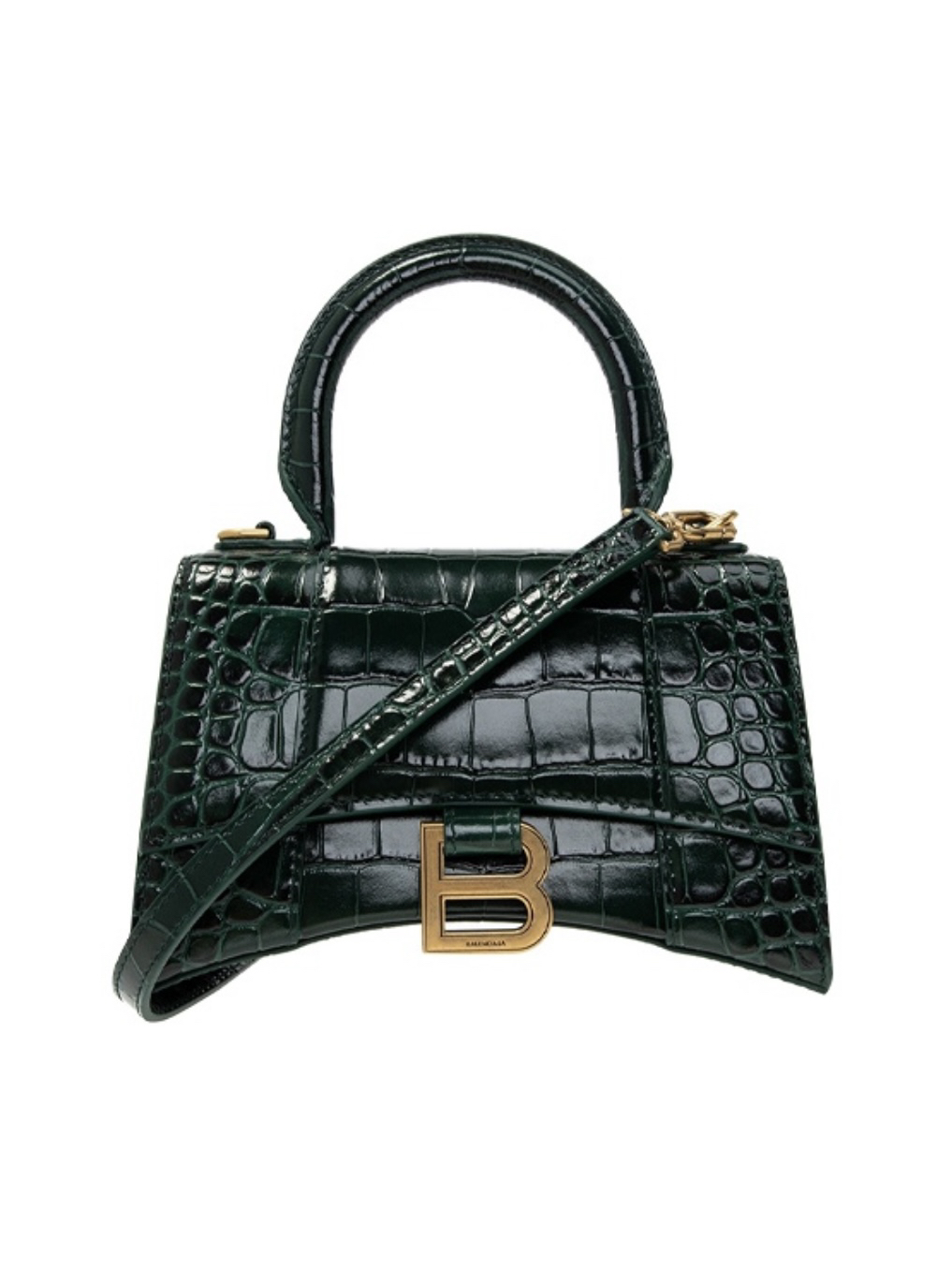 95新 Balenciaga/巴黎世家 阿白奢品｜巴黎世家绿色鳄压沙漏包xs号