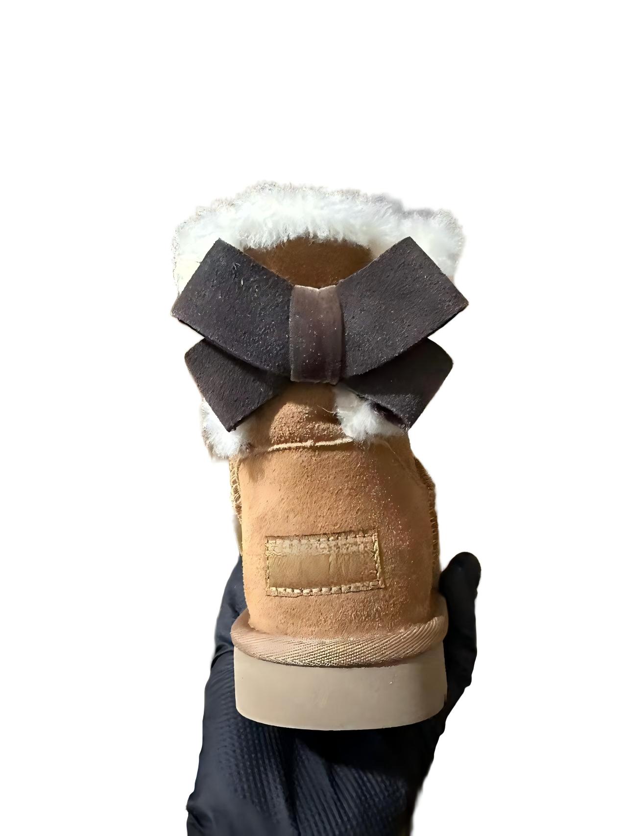 [皮蝴蝶结]桑坡厚底皮毛迷你贝莉翻毛皮蝴蝶经典百搭女秋冬雪地靴