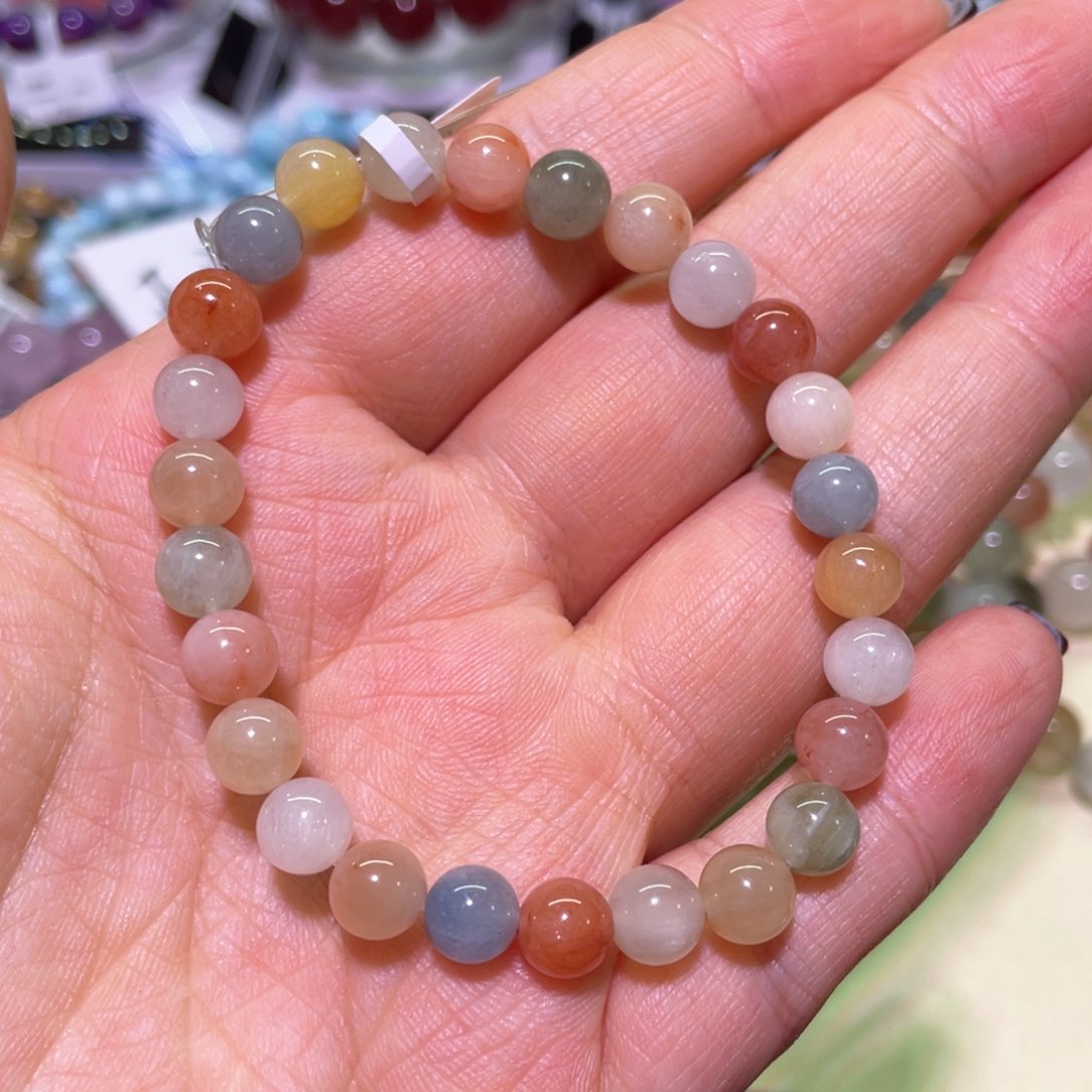 水晶手链未镶嵌7mm彩兔毛