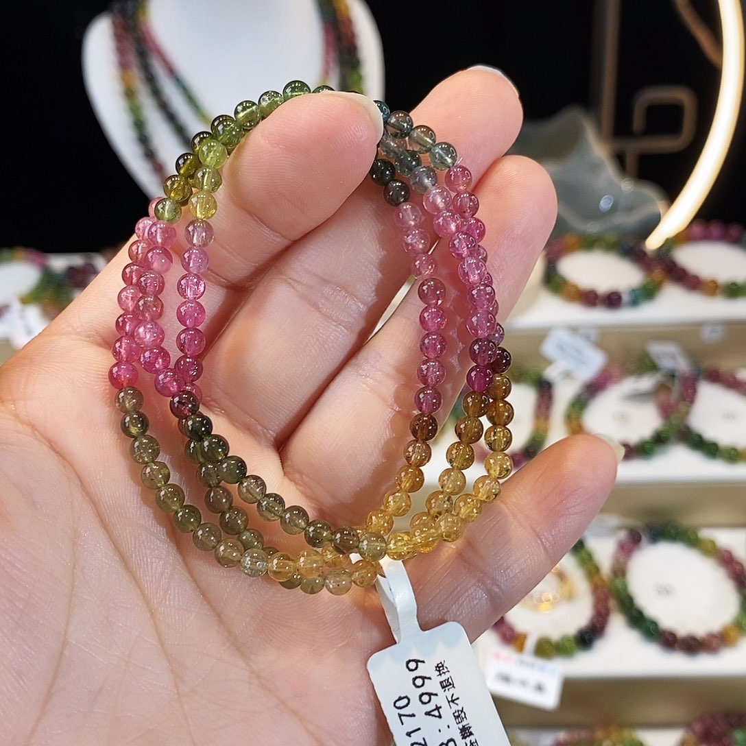 碧玺手串未镶嵌G2170三圈颜色微差