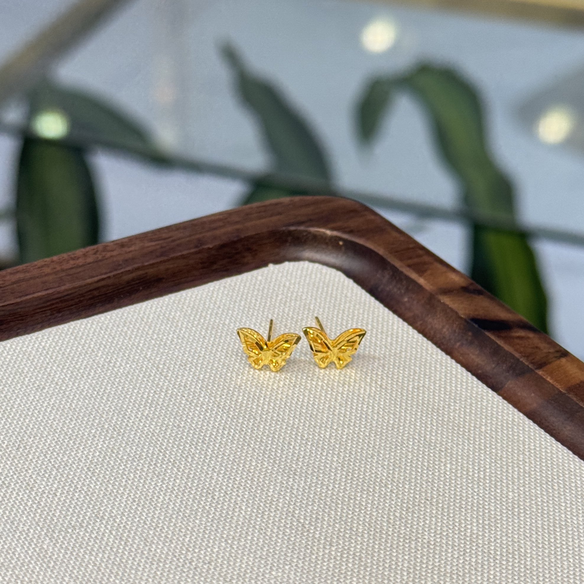 PT950【PT镂空蝴蝶耳钉】铂金950首饰/7.19/