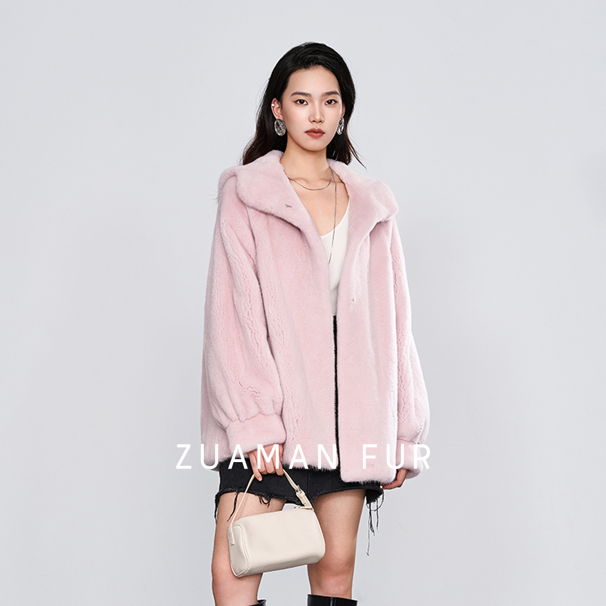 黑翼美蓝尊【小熊款】女士可爱秋冬水貂百搭保暖皮草465
