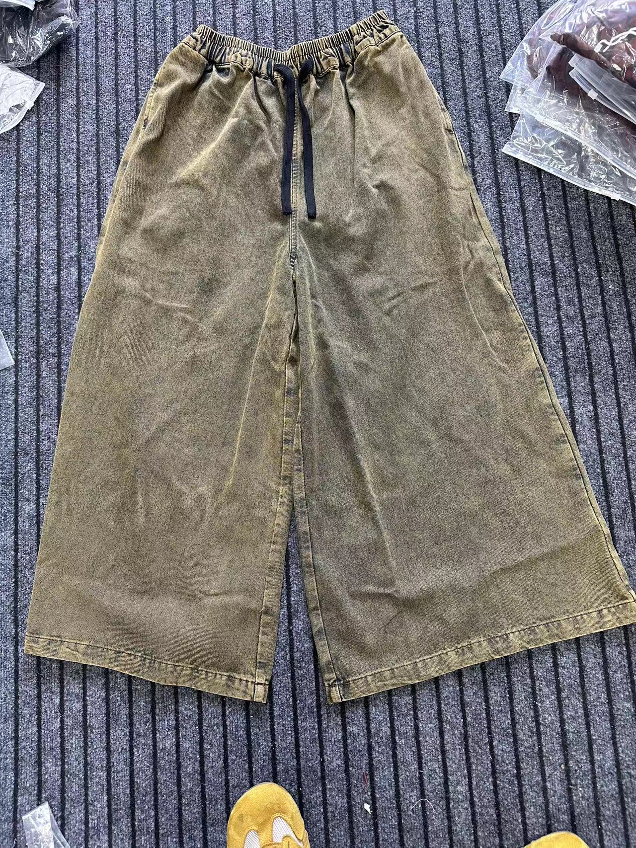 HY     做旧净色净版大脚牛仔裤