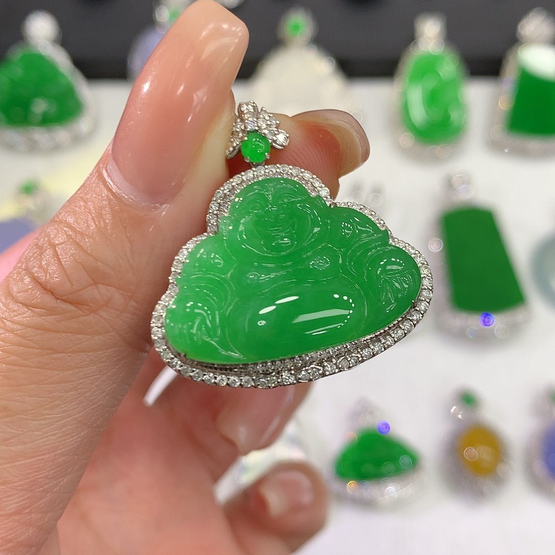 翡翠颈饰18K金镶嵌111111111