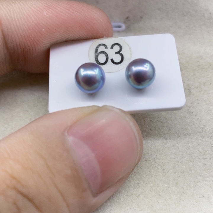 海水珍珠耳饰银S925镶嵌5-6